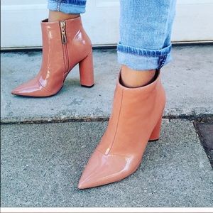 Charlotte Russe patent leather booties chunky heel